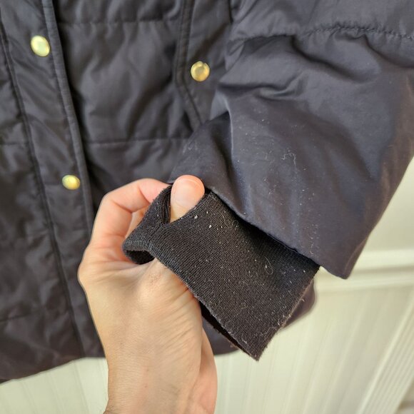 J. Crew Mercantile Black Hooded Puffer Coat Jacket Long Mid-Length Women's S - Picture 5 of 7